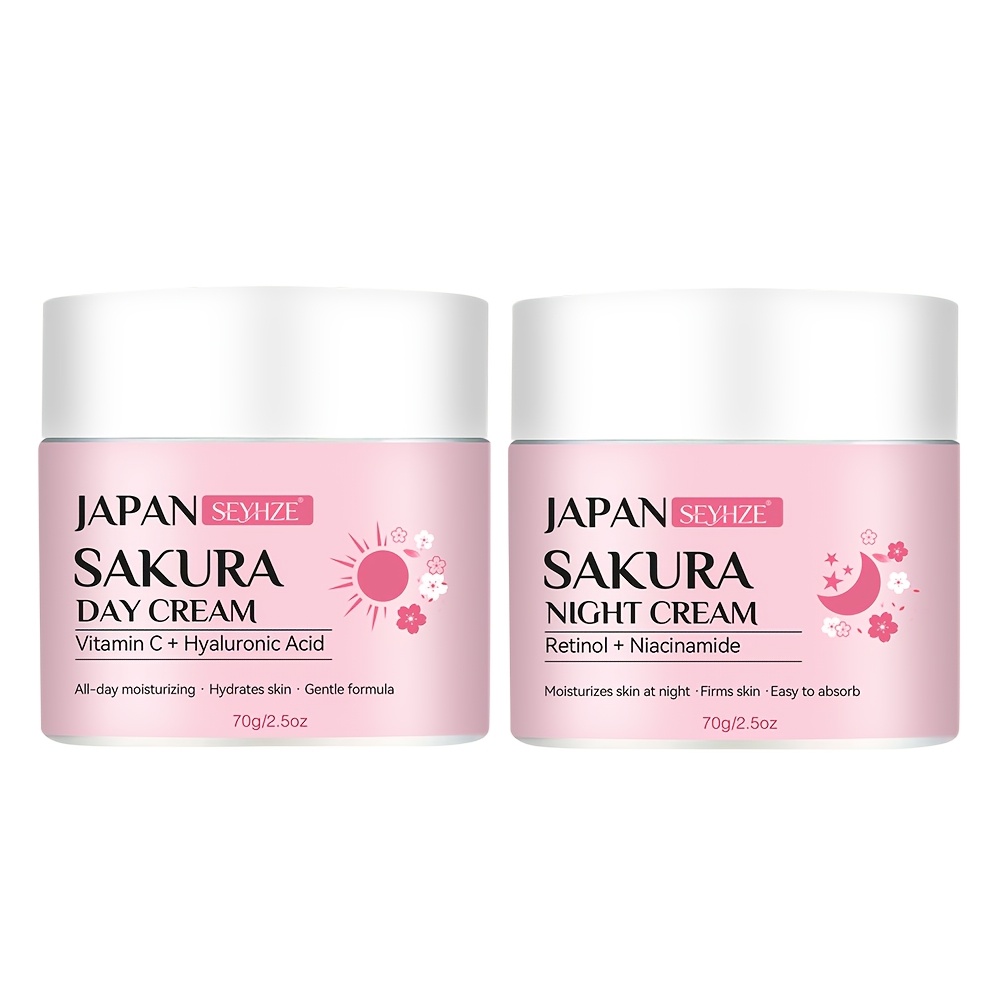 Image of Seyh Sakura Day And Night Cream, Enriched With Retinol Vitamin C/e, Hyaluronic Acid, Skin, Locks Moisture 48h, Brightens . For All Light Beige Types, , Unisex