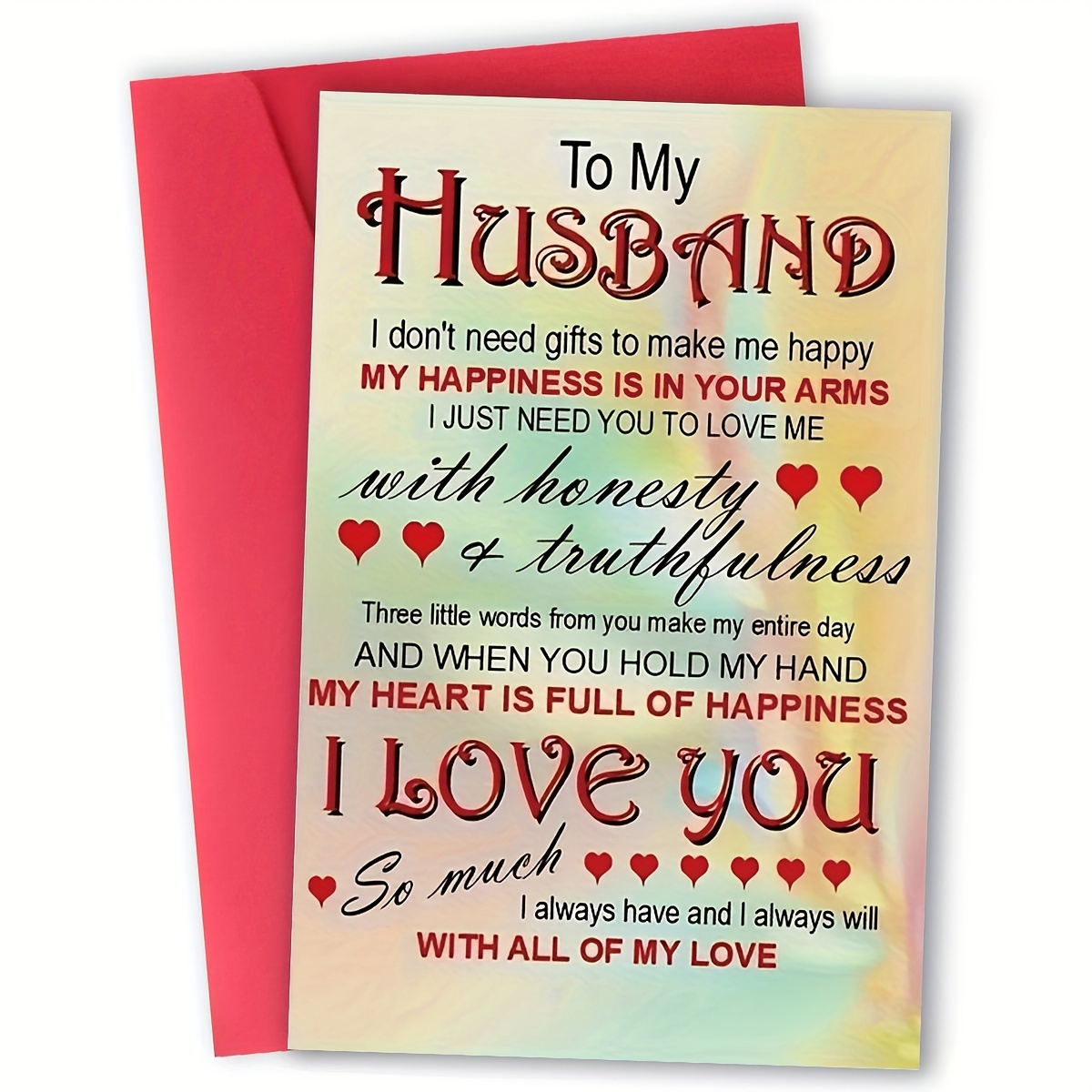 

Romantic Love Greeting Card For Husband With Envelope, 4.7x6.7in - Perfect For Anniversaries & Birthdays, Elegant Keepsake