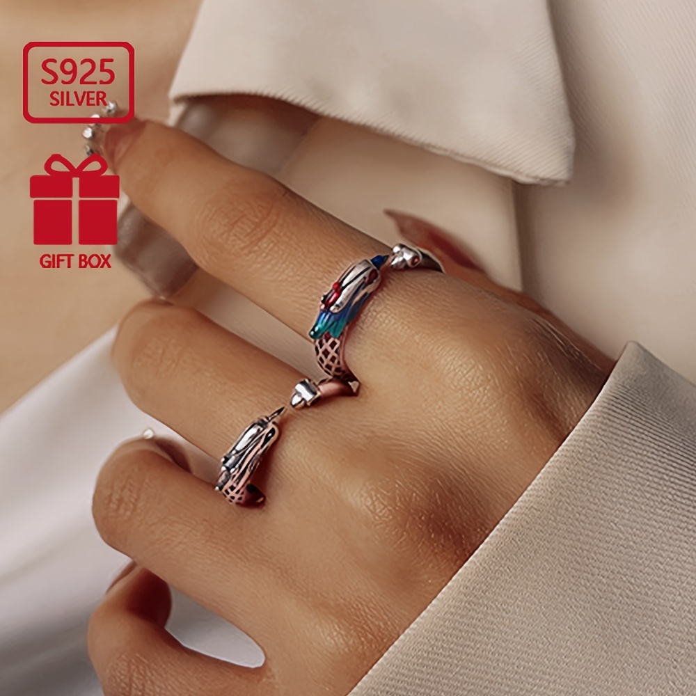 S925 Pure Silvery Creative Ethnic Drop Ring