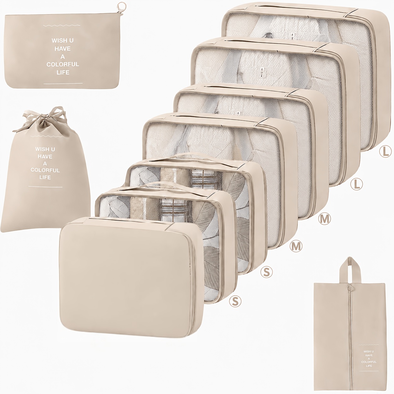 TEMU Set da 10 pezzi Borsa Organizzatrice da Viaggio per Imballaggio Bagaglio Set Cubi per Bagaglio Portatile Borsa Organizzatrice Pieghevole per