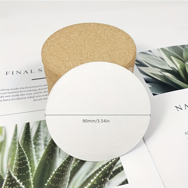 TEMU 50-pack Self-adhesive Cork Pads 90mm, Circular Anti-slip Mats For Glass & Ceramics, 1mm Thick Cork Stickers For Surface Protection