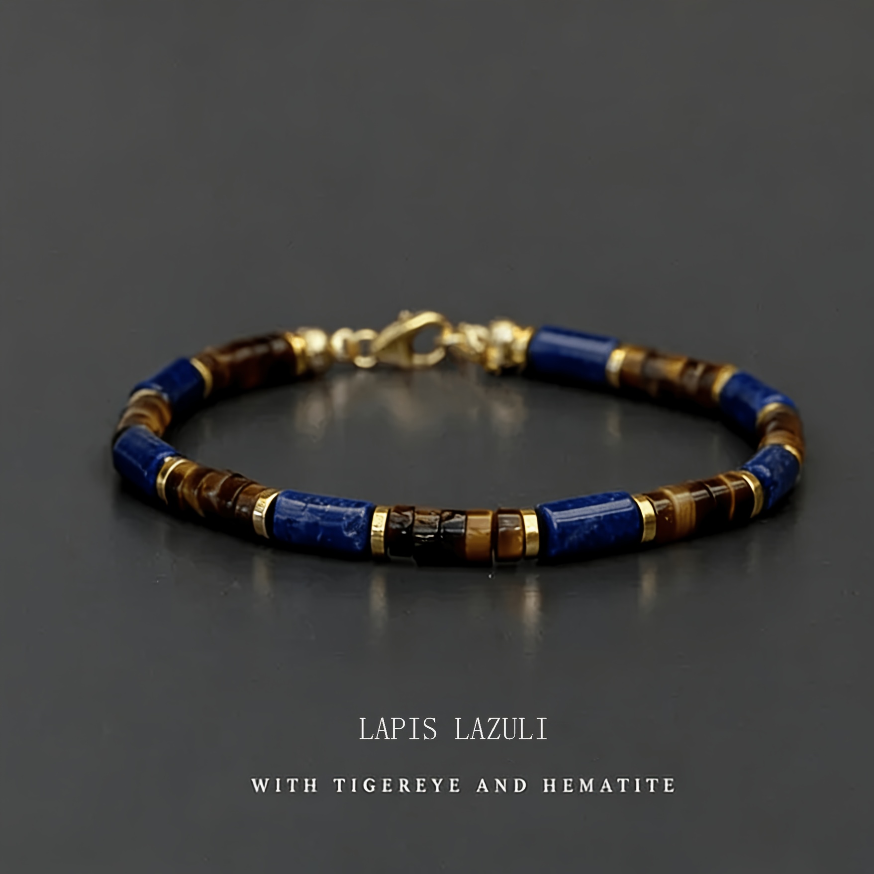 Image of Unisex Minimalist Bracelet With Tube-cut & Heishi Beads, Elegant Gift Jewelry For Her/him,perfect Gift With Beautiful Meanings Of 2 Natural Stones