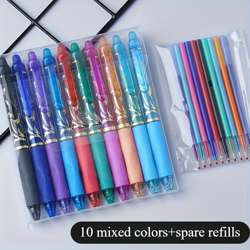 TEMU 20/ 10 Erasable Pen Set, 0.5mm Thin Tip, , Comfortable Grip, Write , Retractable Plastic Writing Pen With Built-in Eraser, Suitable For Office