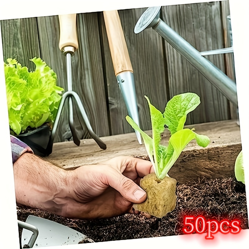 Image of 50pcs Of Agricultural Rock Wool For Soilless Cultivation Planting, Suitable For Flower And Vegetable Cultivation, Square Seedling Containers