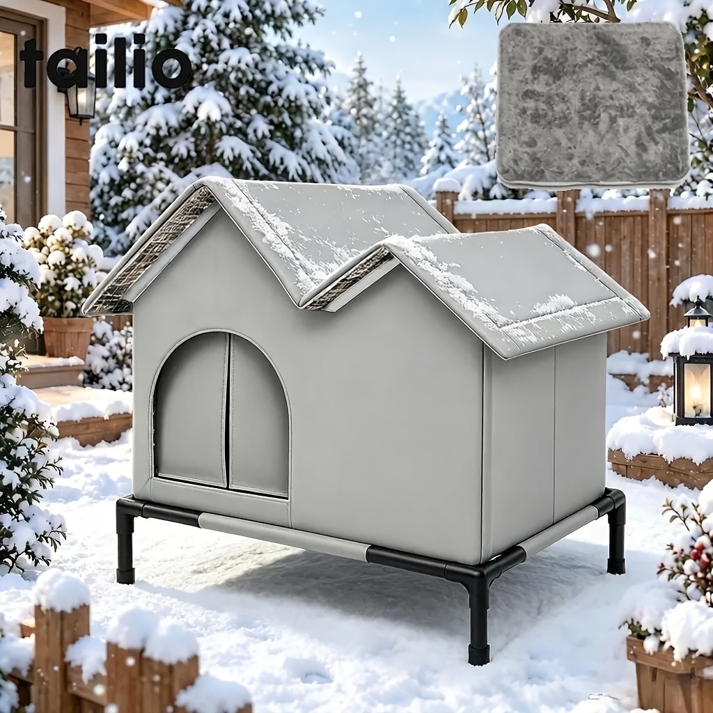 TEMU TAILIO Cuccia da Esterno per e per Cuccioli - Casa per Animali Domestici a di Pioggia e , Tessuto Oxford Resistente, con Cuscino Spugna Isolante