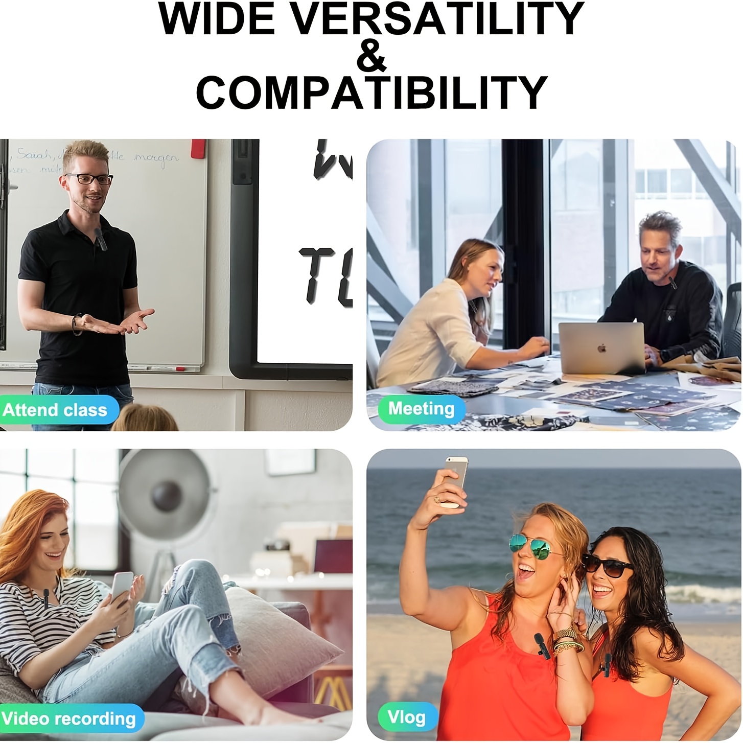 Microphone USB-C sans fil avec clip de fixation | Réduction du bruit, conception pliable pour appareils Android, idéal pour l'enregistrement vidéo, le streaming, Tiktok, Vlog - Kouzone