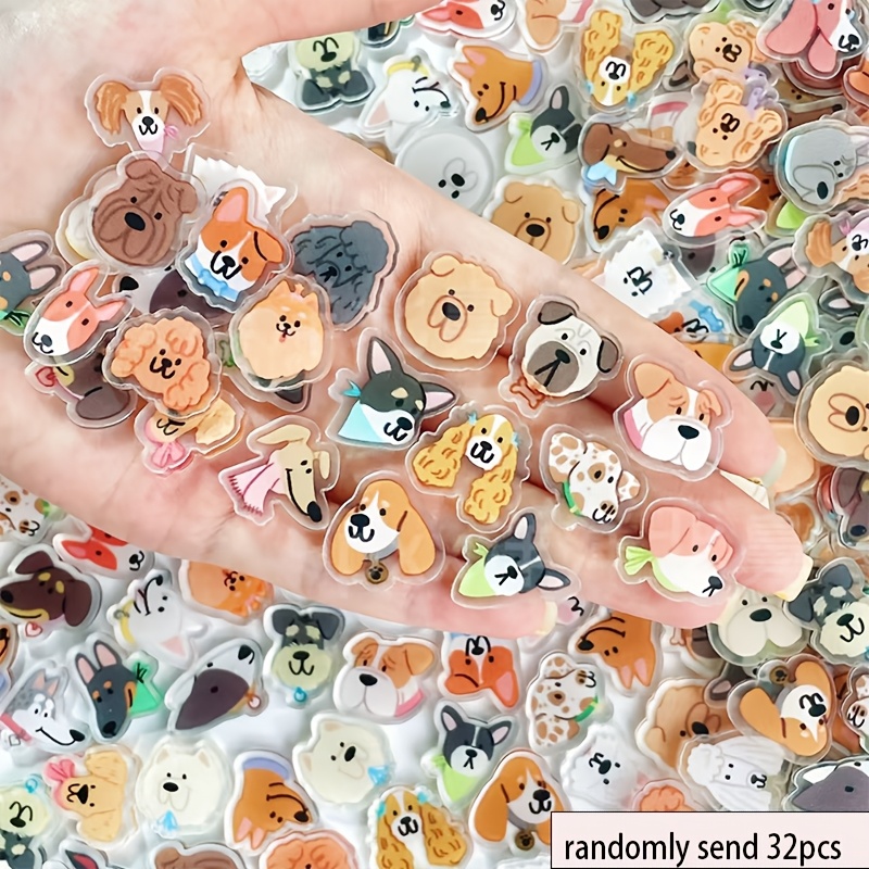 TEMU Random 32pcs Set Of Various Adorable Dog-themed Acrylic Charms, -making Materials, Suitable For Hair Clips, Phone Cases, Headwear, Etc., As Well
