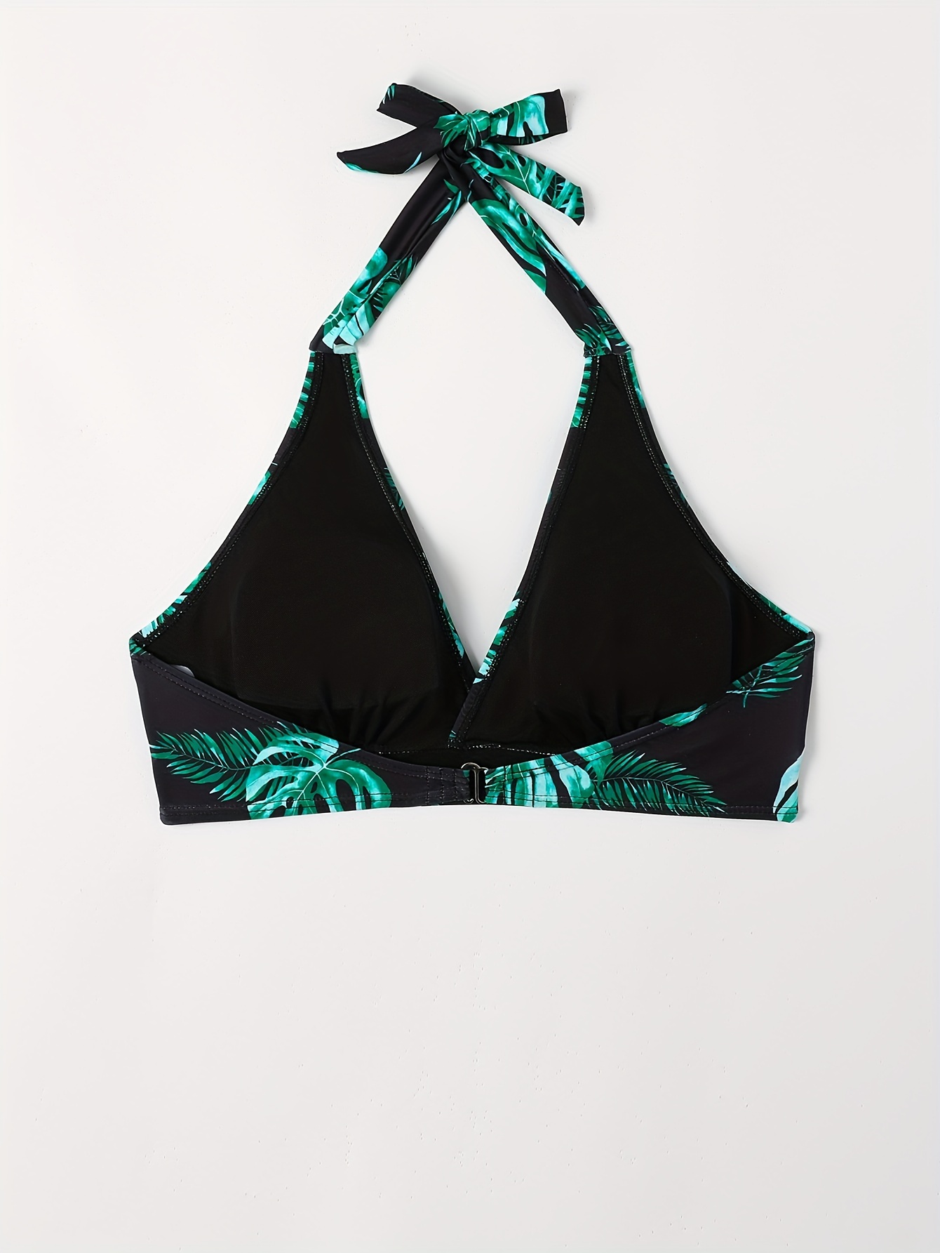 Deep V Neck Halter Tie Neck Bikini Top, Backless High Strech Stylish Swimsuit Top, Women's Swimwear & Clothing