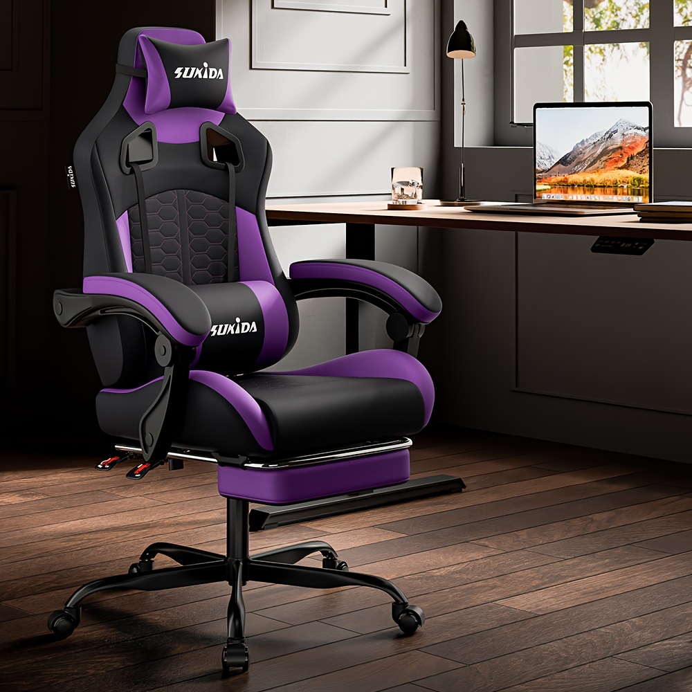 A Gaming Chair Designed for Esports, Featuring Ergonomic Support with a Footrest, a Racing Style with an Adjustable Headrest, And a Computer Chair That Allows Height And Lumbar Adjustments, Ideal for Both Home Office Use And Gaming