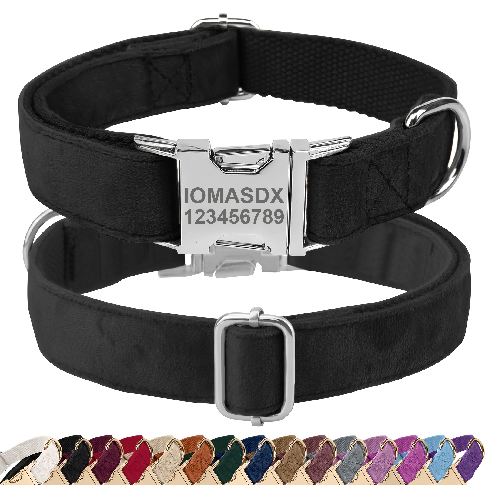 TEMU Custom Dog Collar With Name & Phone Number Personalization - Custom Text/number, Adjustable Metal , Soft Nylon Pet Collar Suitable For
