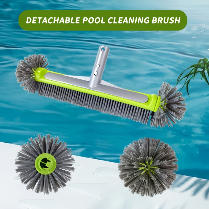 

1pc 12 Inch Easy-to-clean Detachable Pool Cleaning Brush - No Electricity Required, Plastic Construction, No Handle Only Brush