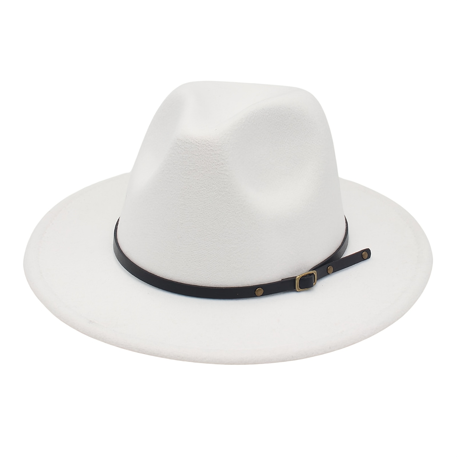 Women's Men's Wide Brim Fedora Felt Panama Hat With Belt Trilby