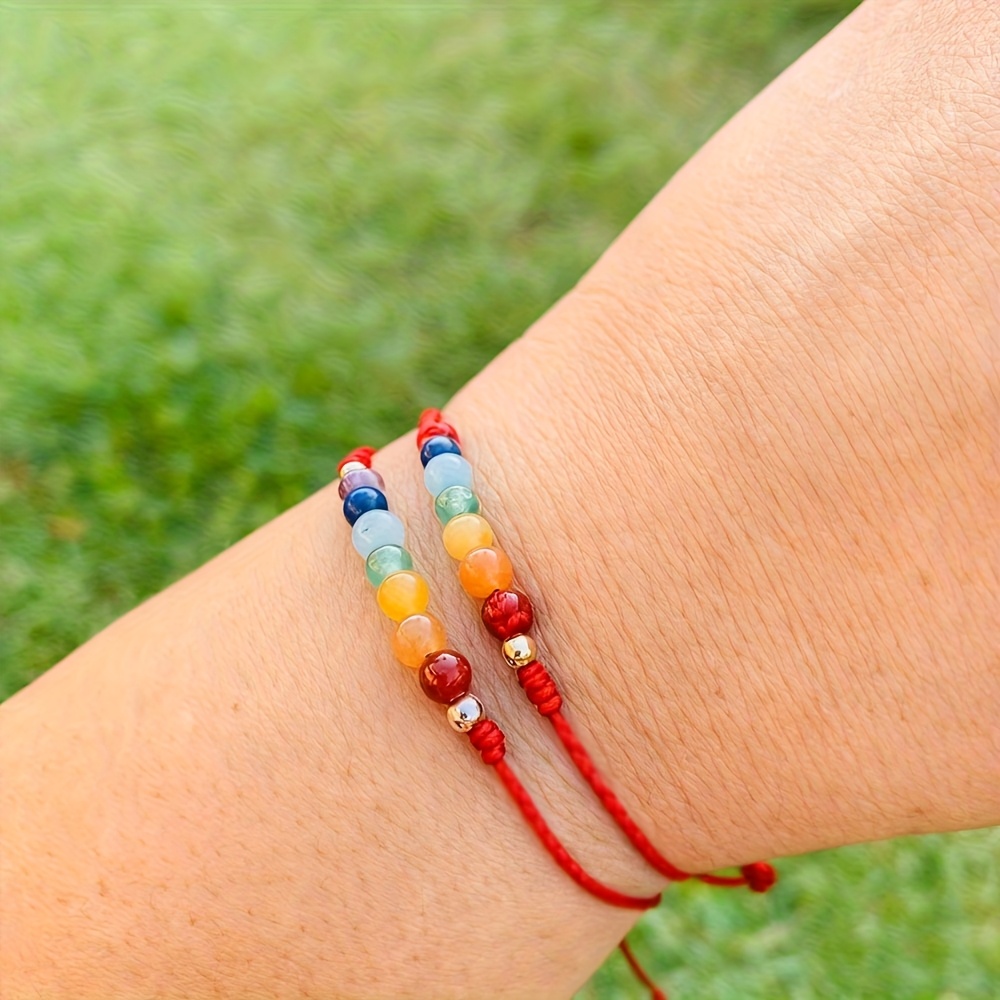 Set of 2 Natural Stone 7 Chakra Bracelets