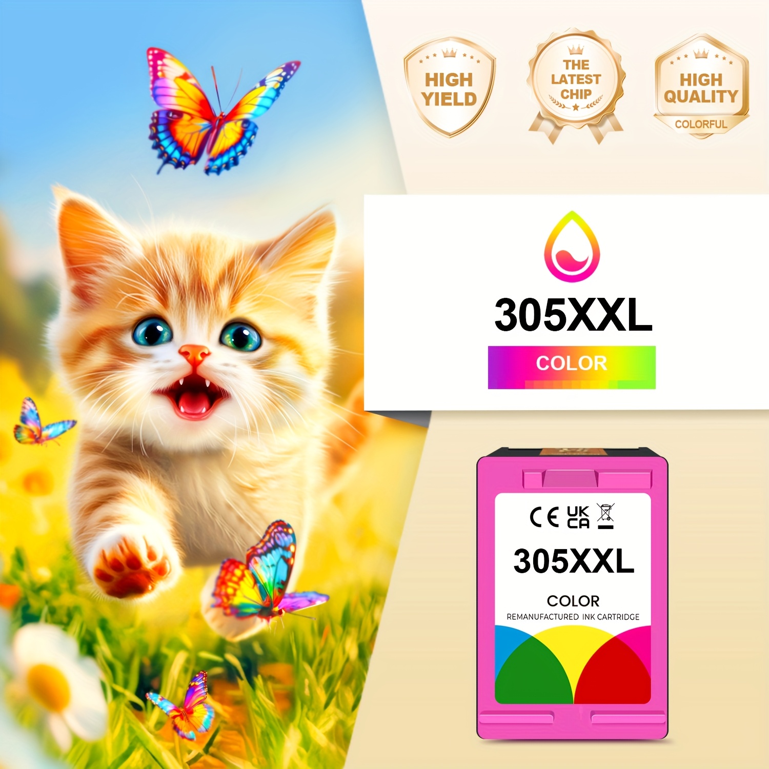TEMU Kt Ink Compatible For 305xl/305xxl Remanufactured Ink Cartridge With High- & Tri-color (//) Ink - Compatible For