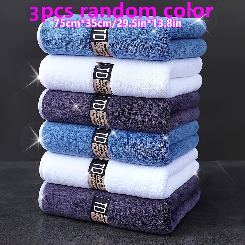 TEMU Lot de 3 serviettes à main d'hôtel étoiles assorties aléatoirement, taille 75*35cm/*13.8in, ultra-douces et fines, , et blanc - Convient , , le