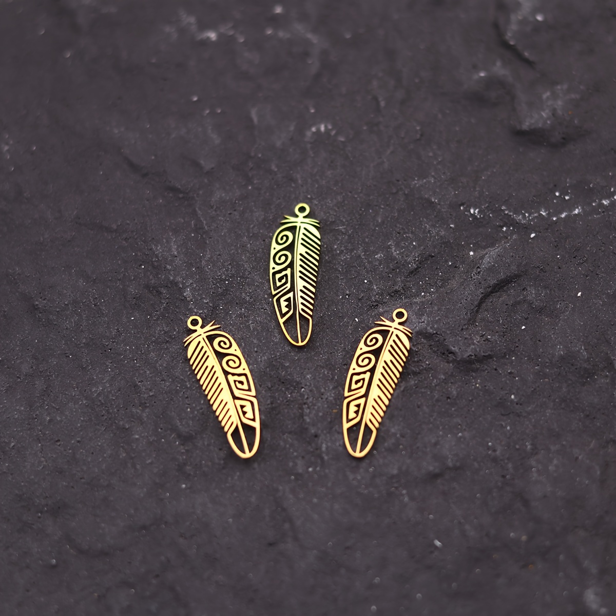 TEMU 3pcs Vintage Bohemian Feather Stainless Steel Pendant Charm For Jewelry Making Fashion Necklaces Bracelet