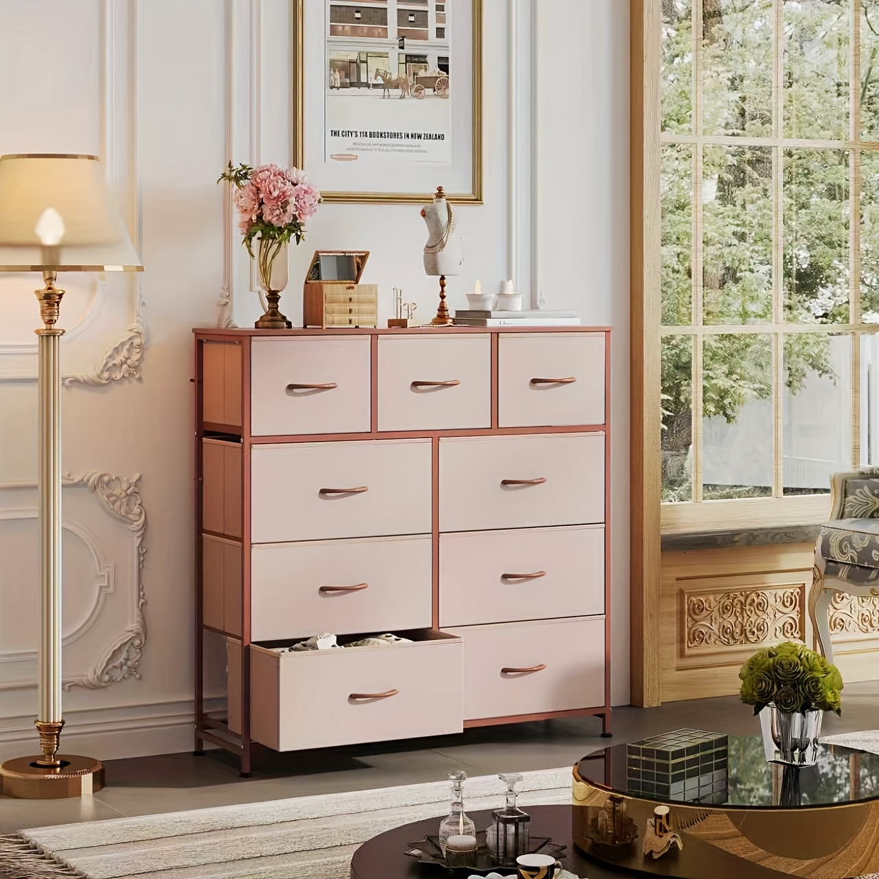 TEMU Storage Unit, Dresser, Nine-drawer Cabinet, In Colors, Features An Easy-to-install Slide, Ideal For Nurseries And Bedrooms