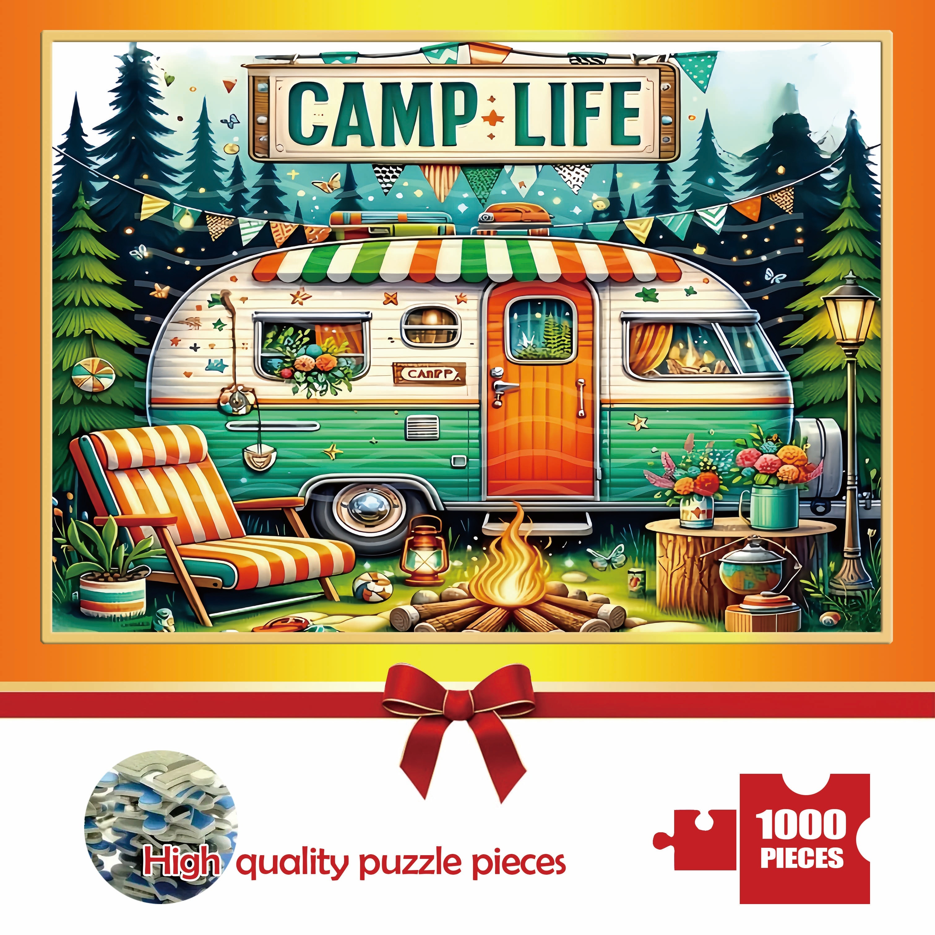 

CAMP 1000 pièces pour adultes - Puzzle rectangulaire en 19,7x27,5 pouces, Art DIY portable, Idéal pour la décoration de et du bureau, Cadeau de Noël