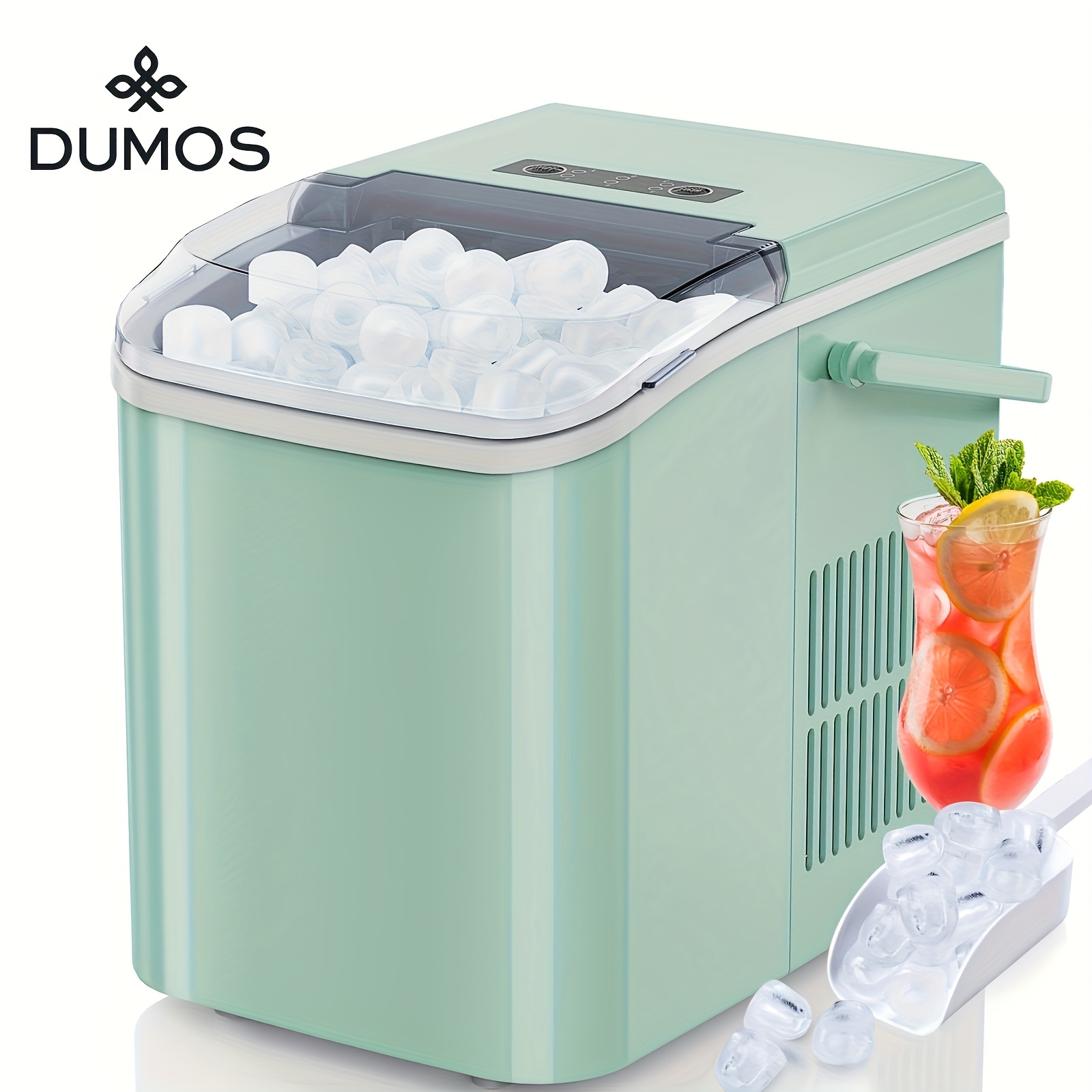 

Dumos Portable Outdoor Ice Maker Countertop Low Noise One-touch Operation, Effective Ice Making Creates 26lbs Ice In , Portable Self-cleaning Function Ice Machine