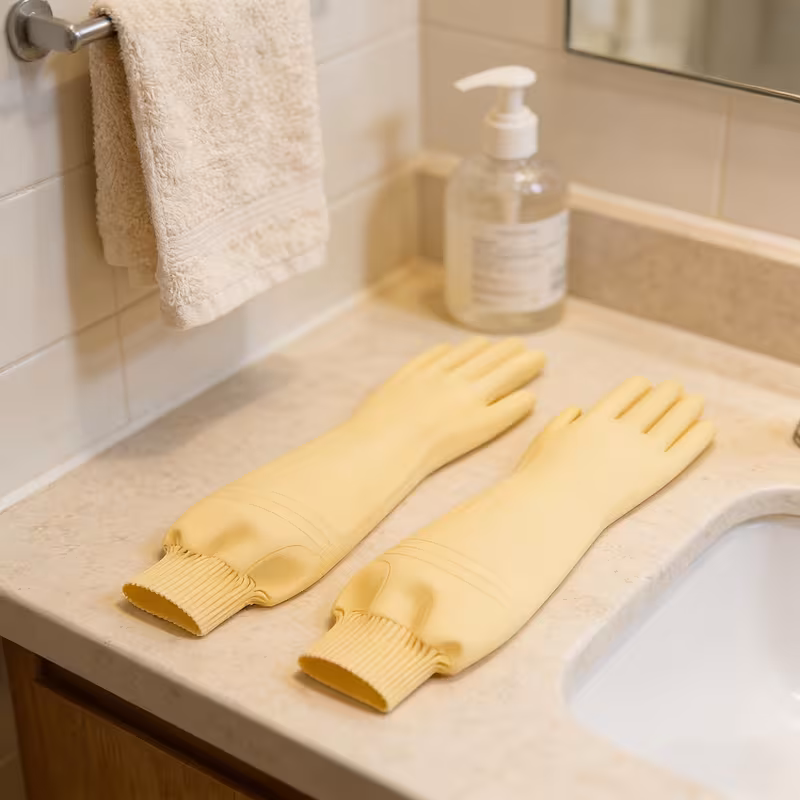 thick dishwashing cleaning gloves pvc material warm waterproof reusable suitable for home kitchen bathroom and outdoor use Product details 2