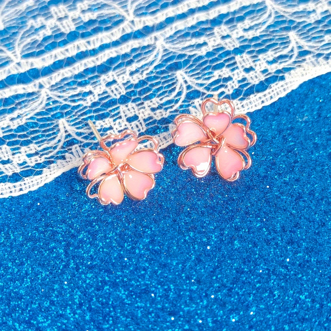 

1 Pair, Elegant Cherry Blossom Enamel 3d Stud Earrings, Cute Sophisticated Style, Pink Floral Ear Jewelry For Women Daily Wear
