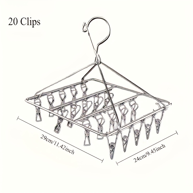 TEMU Tendedero de acero inoxidable de resistencia con 20 pinzas - Tendedero para ropa de interior/exterior que ahorra , para , baños, cuartos de -
