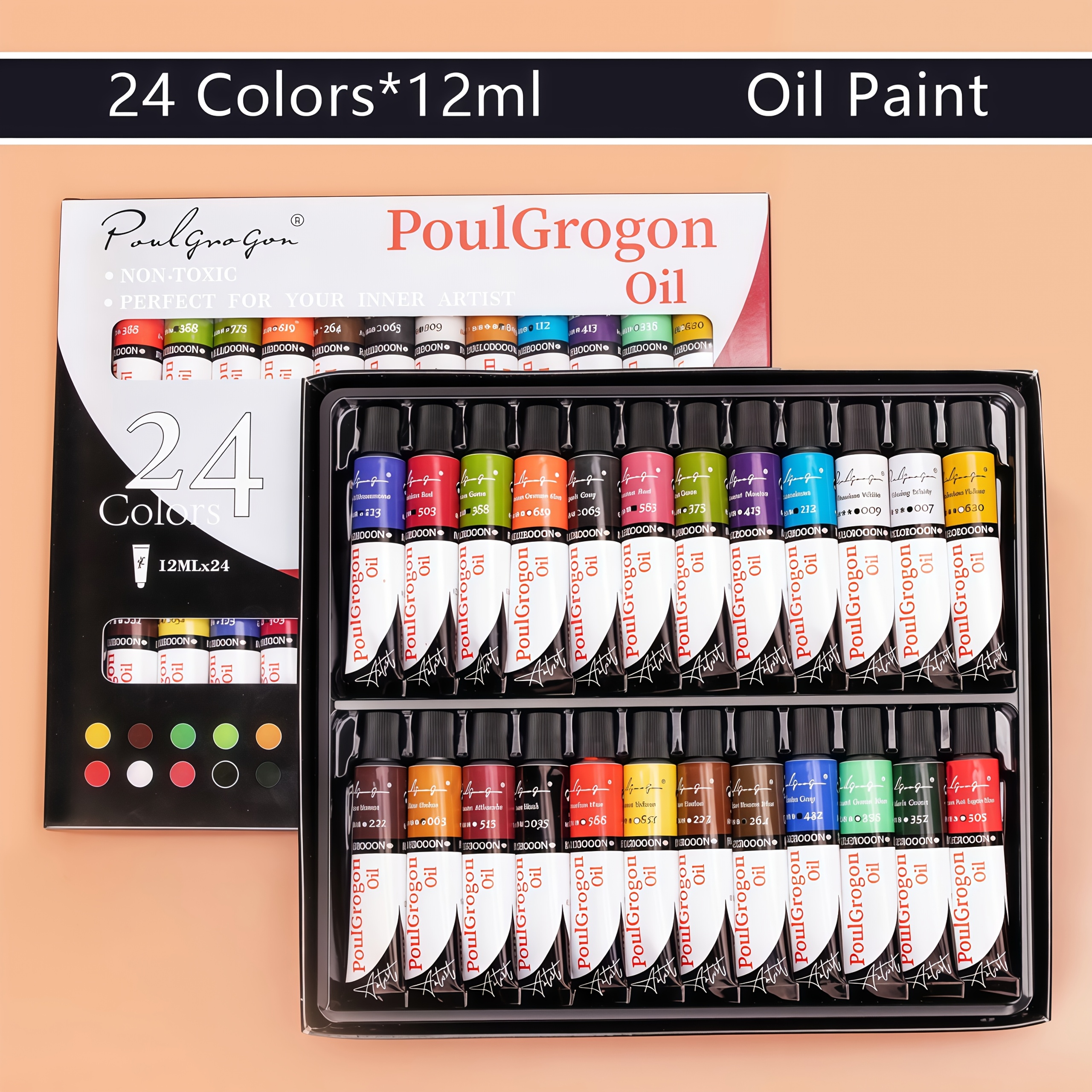 Image of 24 Colors Oil Paint Set | 12ml/0.4oz Tube Oil Paints, Great Value Oil Paints For Adult And Artists | Vibrant Of Smooth-to-use Colors | High , Creamy Texture And