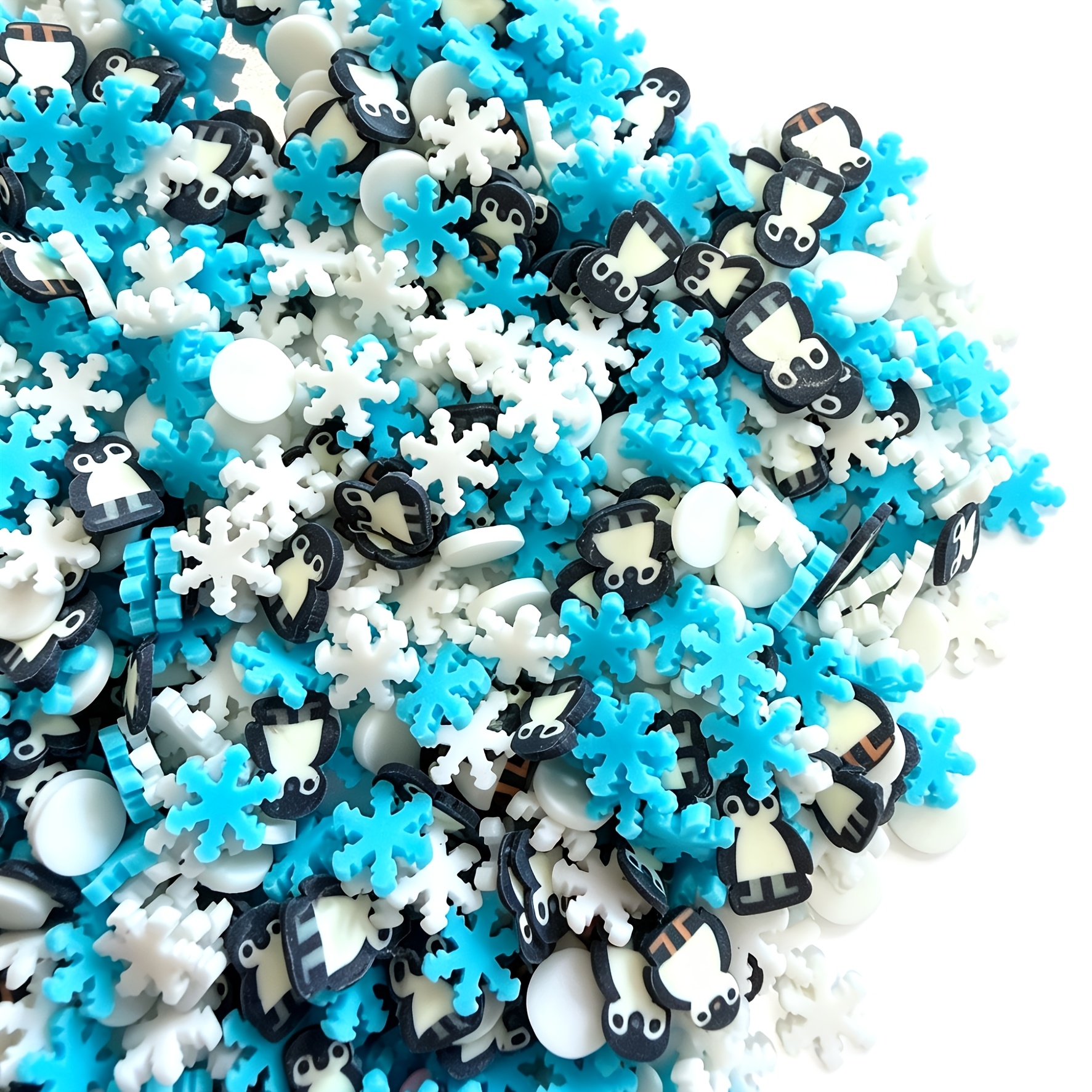 TEMU 2200pcs Blue White Snowflake & Penguin Shaped Confetti Suitable For Christmas Tree Ornaments, Birthday Party Decorations, Diy Crafts, Pvc Tiny