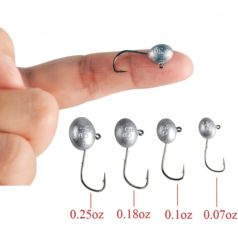 Pack of 8 Mini Lead Head Fishing Hooks Lightweight Soft Bait Hook - *  Anti-Cutout Small Worm Hook Single Weighted Hook