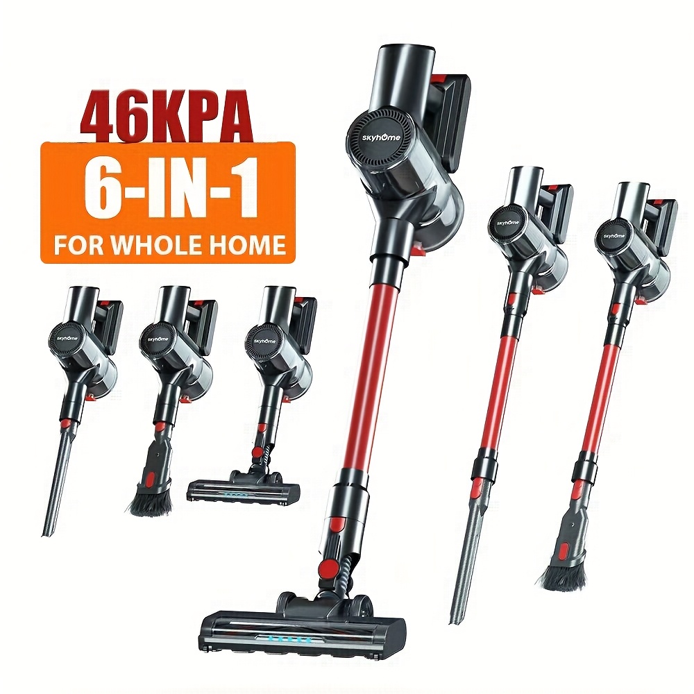 Image of 6-in-1 Cordless Stick Vacuums For Home Upright Lightweight Cleaner 46000pa Suction Of For Dust Reveal 300w Motor 45-min For Pet Hair/carpet/hard Floor, Handheld Cleaner For Car Accessories