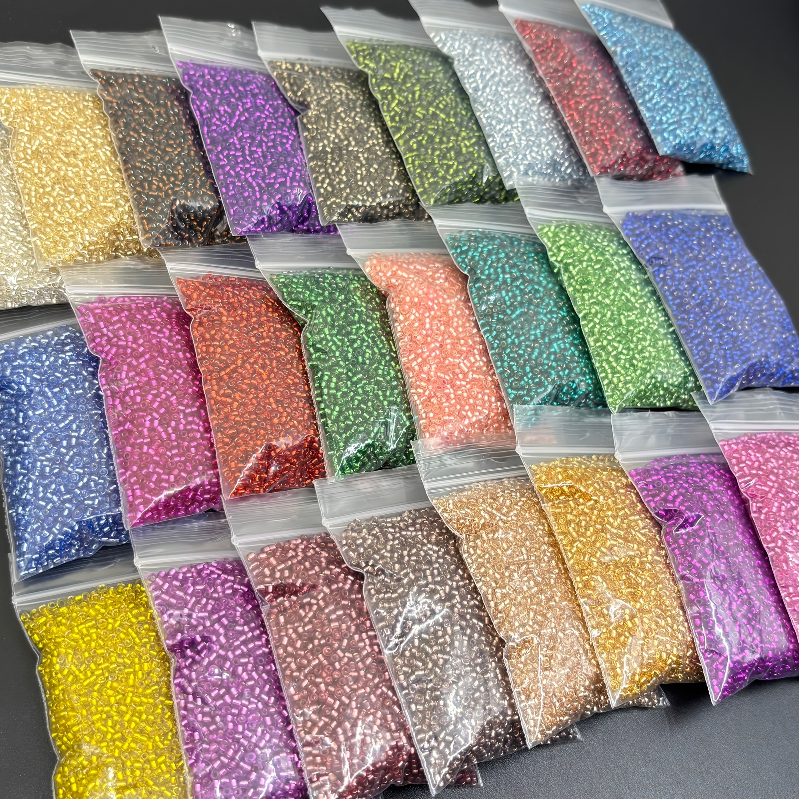 TEMU 2mm Approximately 12900 Silvery-filled Seed Beads Glass Beads 25 Colors High-quality Decorative Beads Glass Beads For Jewelry Making, Bracelets,