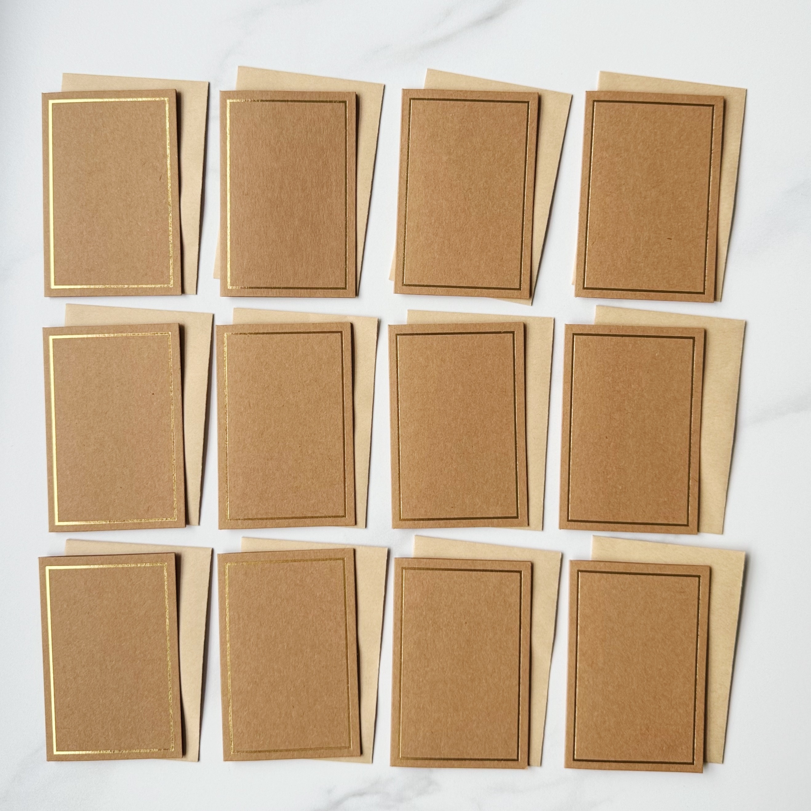 

12pcs Kraft Paper Greeting Cards With Accents, Includes Envelopes - Birthdays, Holidays & Business