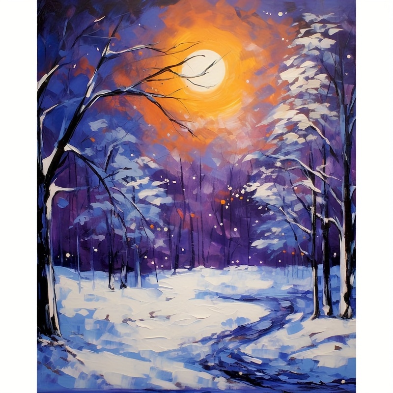 5d Diamond Painting Kits, Animal Deer Sunset Forest Moon, Full