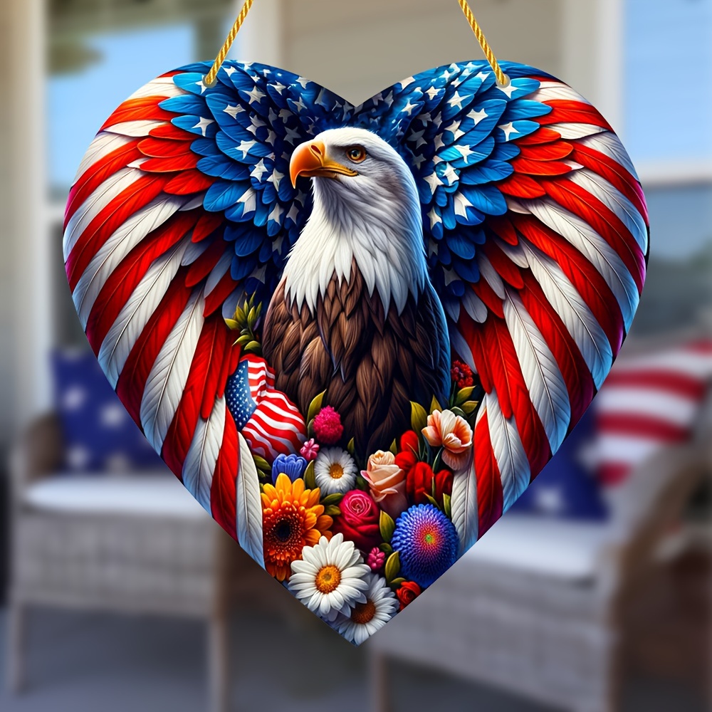 Stained glass online Eagle on American flag sun catcher