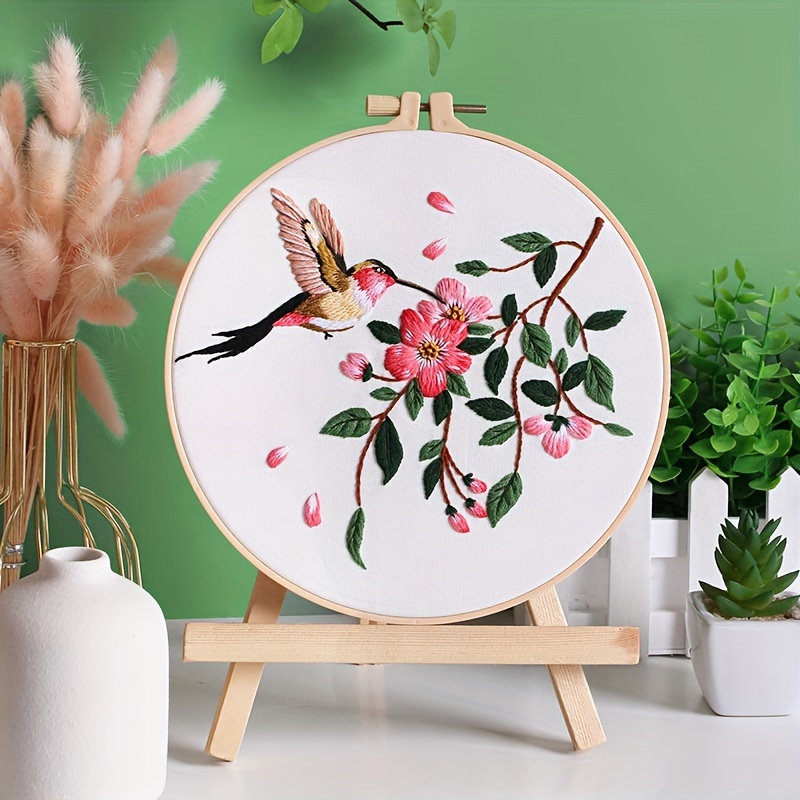 

Beginner's Embroidery Kit - 11.8" X 11.8" Bird Pattern | Complete Craft Set With Hoop, Needles & Instructions | Ideal For Diy Handmade Gifts On Day, New Year & Easter