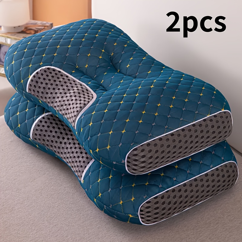 Image of 2 Of Pack Pillow - Essential For Deep Sleep - Suitable For Side And Back Sleepers - Enjoy A Soothing Home Massage - Durable, Machine Washable Pillow Core For , Christmas Present