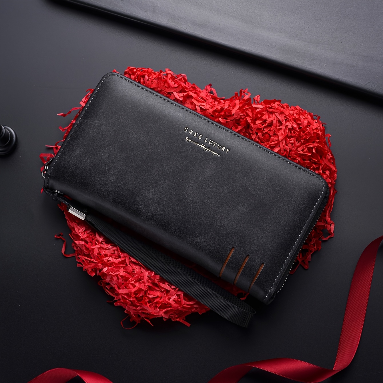 TEMU メンズ ロング ジップアラウンドウォレット ロット カジュアル 大容量 スマホウォレット＆小銭入れ