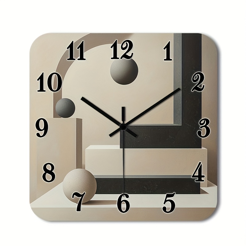 TEMU 1pc Of A Quiet Wall Clock That Tick, Featuring A . This Decorative Square Clock Has A High-definition Glossy Laminated End With An Abstract