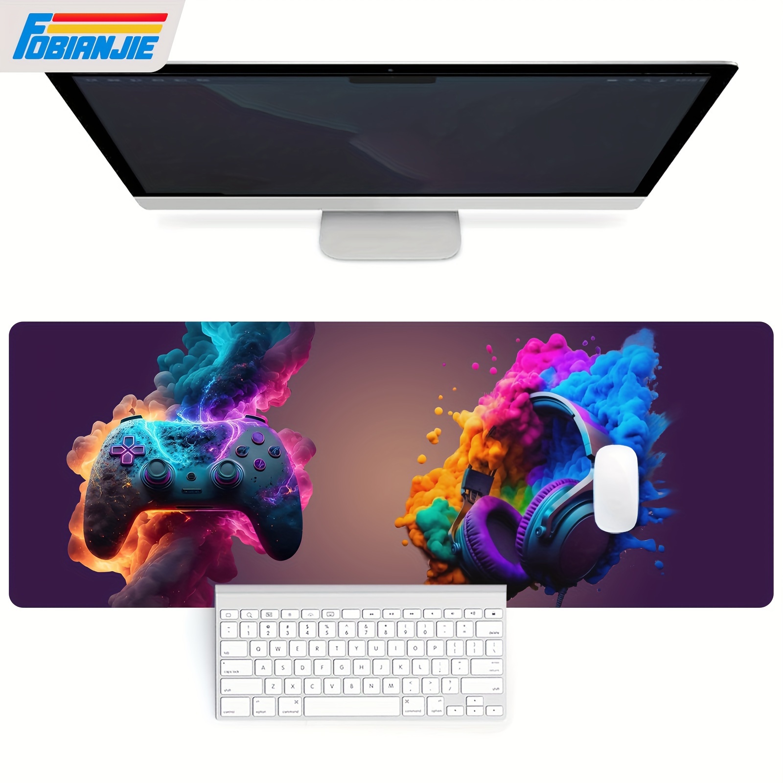 

Fobianjie Gaming Mouse Pad, 31.5x11.8 Inch Xl Large Desk Mat With Non-slip Base, Silicone Extended Keyboard Mat For Home Office Work And Gaming, Stitched Edges, No Battery Required