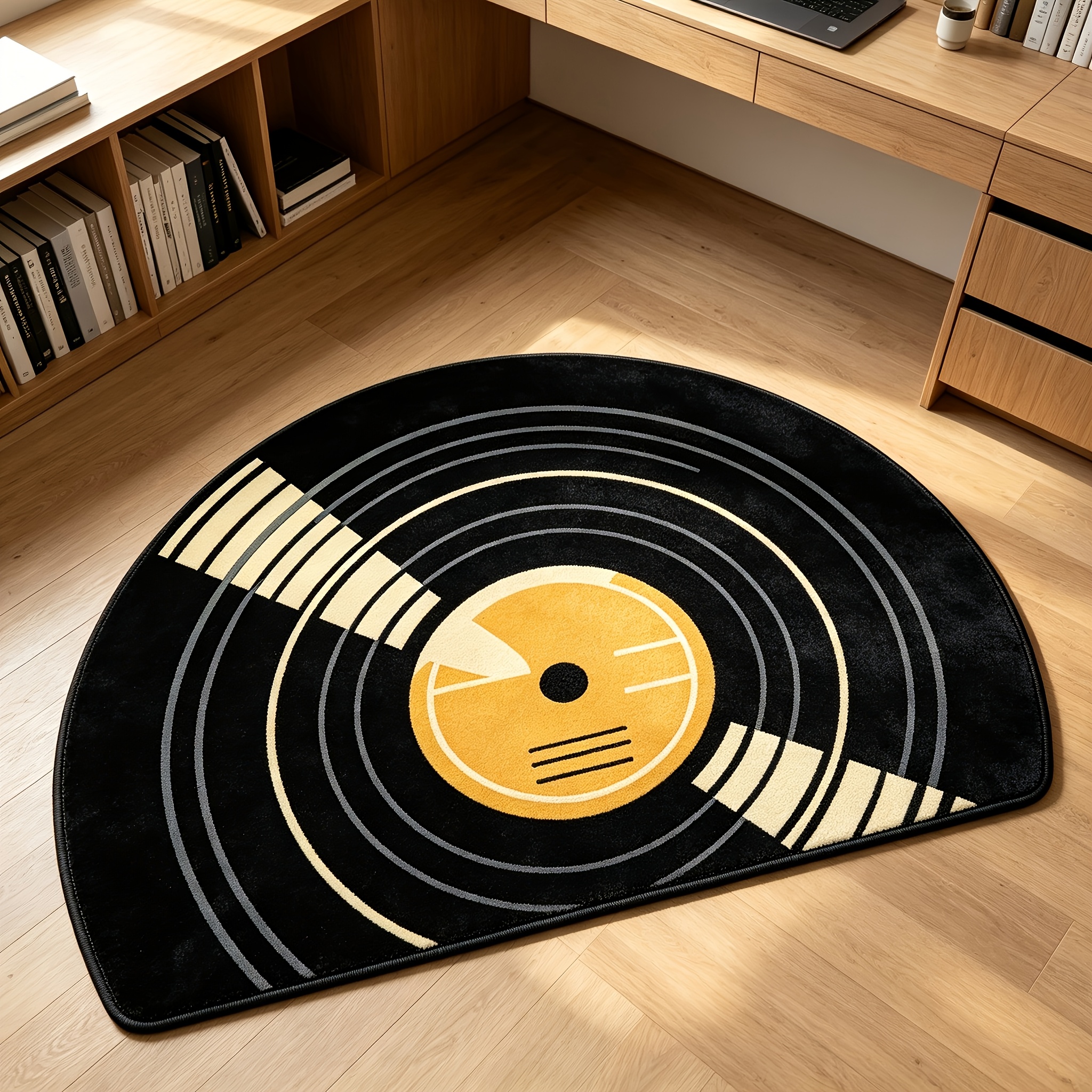 TEMU 1pc Record Doormat - Flannel Material, Machine Washable Dot Plastic Bottom, 0.392 Inches Thick 500 Grams Per , Indoor And Outdoor Use, Holiday