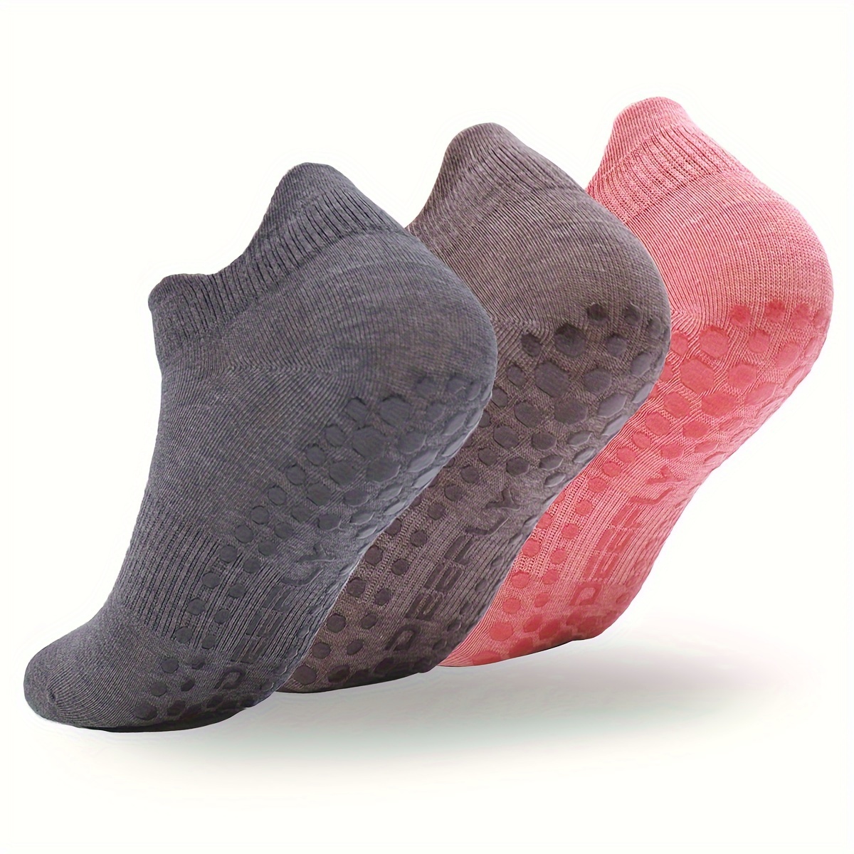 TEMU 3 Pack Women's Yoga Socks - Grippy, Breathable, Moisture-wicking, Perfect For Yoga And Pilates