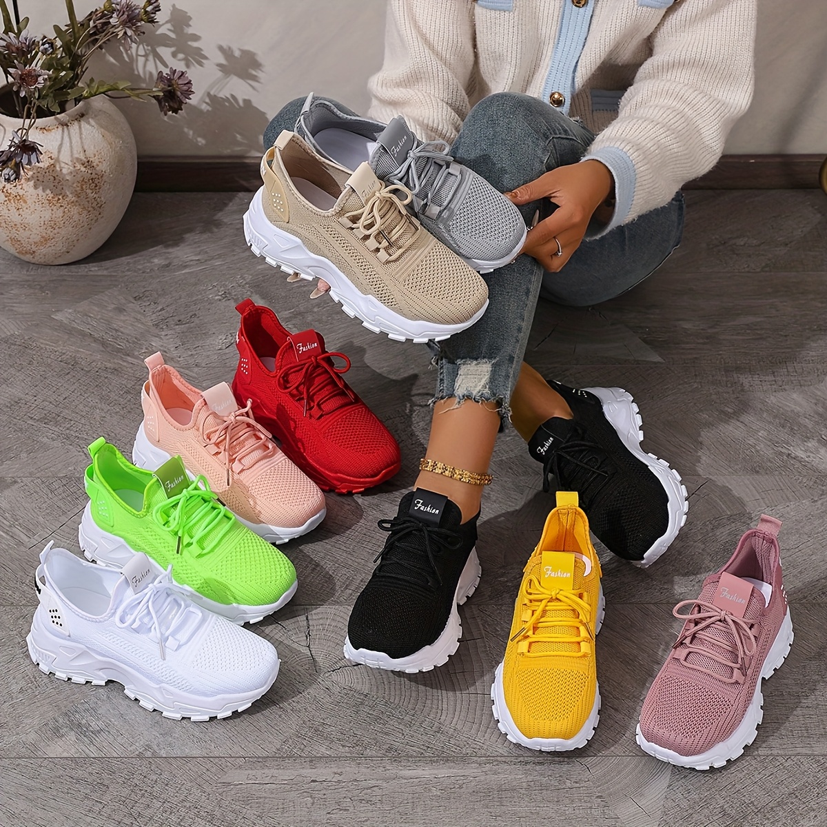   affordable womens shoes stylish casual running sneakers for summer lightweight breathable solid color minimalist oversized sporty style