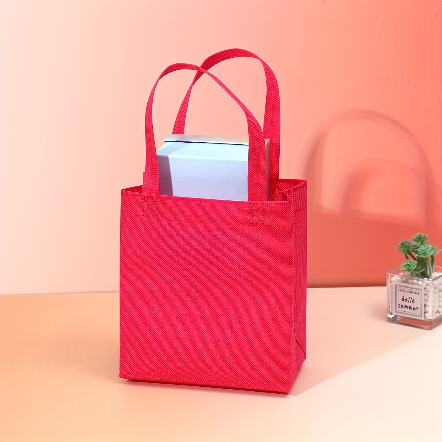 Custom 100pcs Tote Bag with Logo Text Heat Transfer