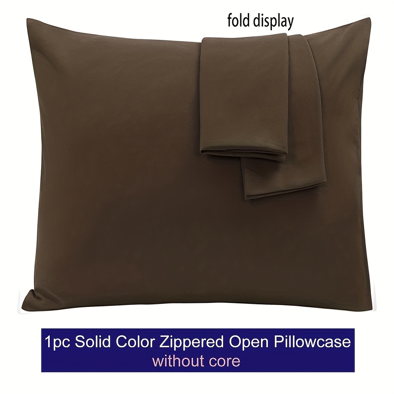 TEMU 1 pièce Taie d'oreiller en microfibre douce et respirante avec fermeture éclair - Couleur unie, plusieurs tailles disponibles