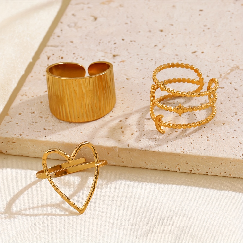 Set di anelli impilabili da 6 con fascia in oro lucido, fascia in argento martellato, set di anelli impilabili, mix di misure nel tuo set per anelli midi, set di anelli impilabili