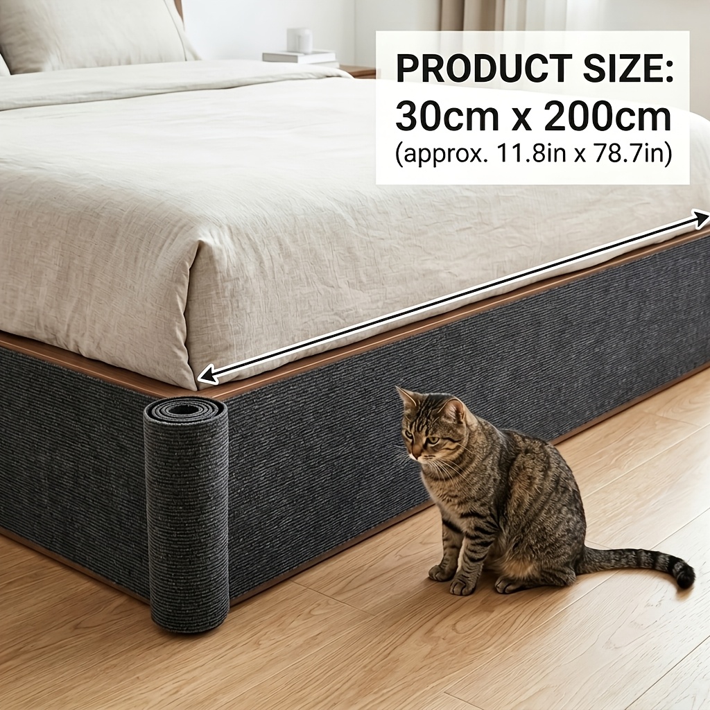 TEMU Self-adhesive Anti-scratch Bed Surround Protection Pad, Preventing Cats From Climbing Under The Bed, Durable And Thick Carpet Texture Material,