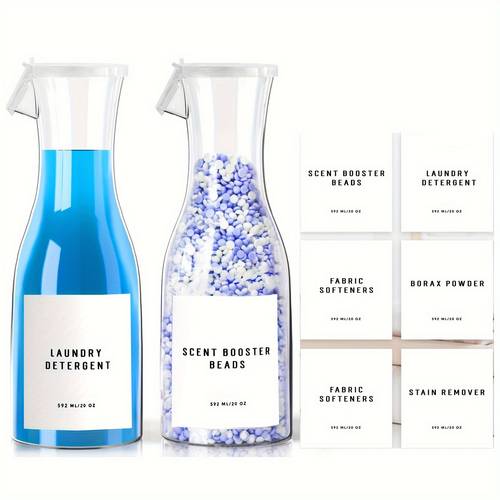 2pcs laundry detergent dispenser 20oz for laundry room laundry room organization for liquid soap scent booster softener bleach beads fabric softener laundry powder container bottle canisters