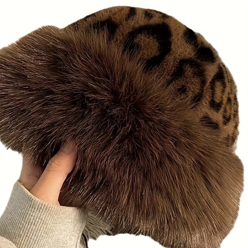 

Chic Leopard Print Winter Bucket Hat For Women - , -lined, Stylish & , For Winter, Autumn