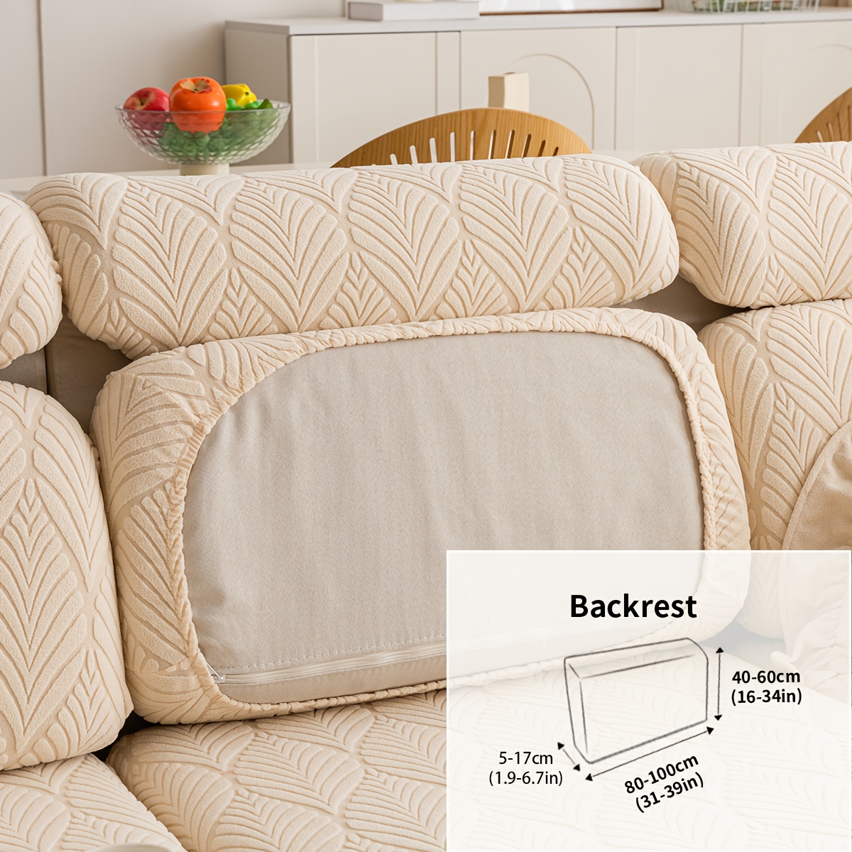 TEMU 1pc Velvet Sofa Cover, Leaf Pattern, Machine Washable, Use. Elastic Universal Sofa Case, For Bedroom Dining Room Decor, Suitable For Sectional
