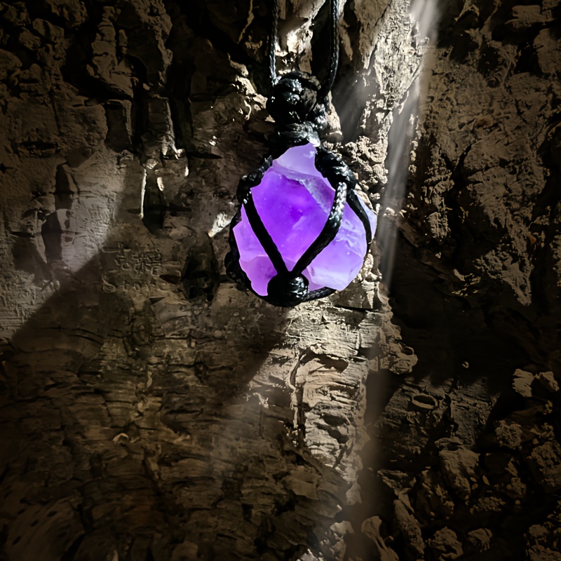 E-shop 1 Stück -Anhänger Halskette, Unregelmäßiger Netzbeutel Amethyst Schmuck für Männer und Frauen, Ideal für den